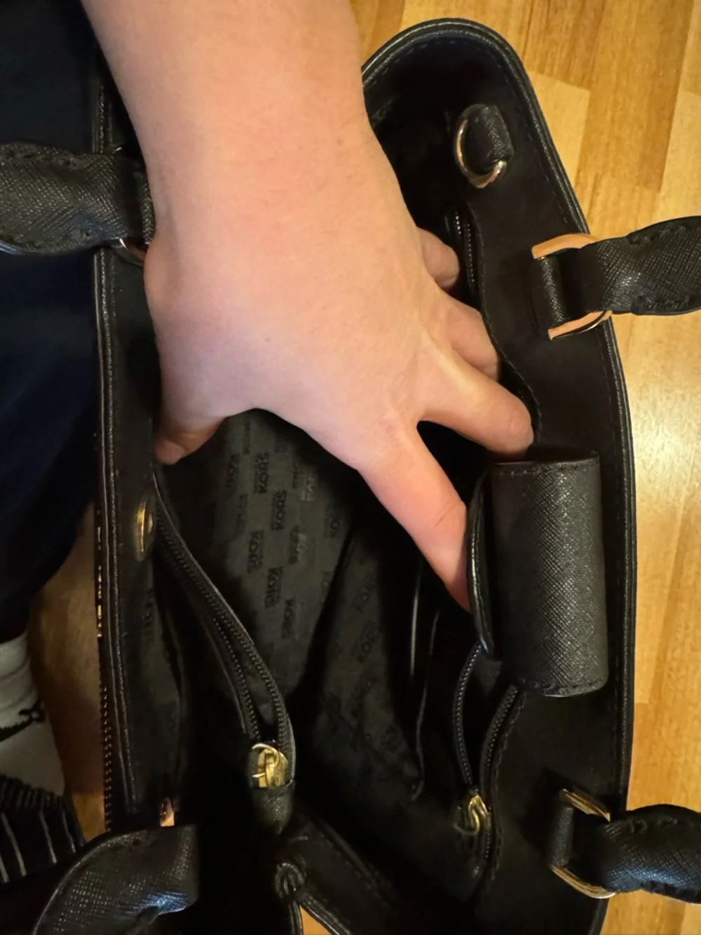 Michael Kors Black Saffiano Satchel with Gold Hardware - Picture 3 of 3